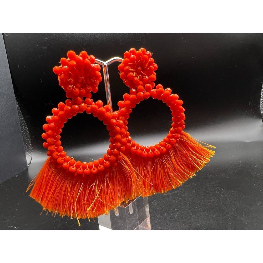 Beaded Statement Earrings - image 1